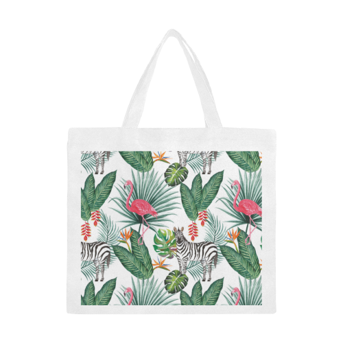 Awesome Flamingo And Zebra Canvas Tote Bag/Large (Model 1702)