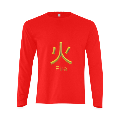 d-Golden Asian Symbol for Fire Sunny Men's T-shirt (long-sleeve) (Model T08)