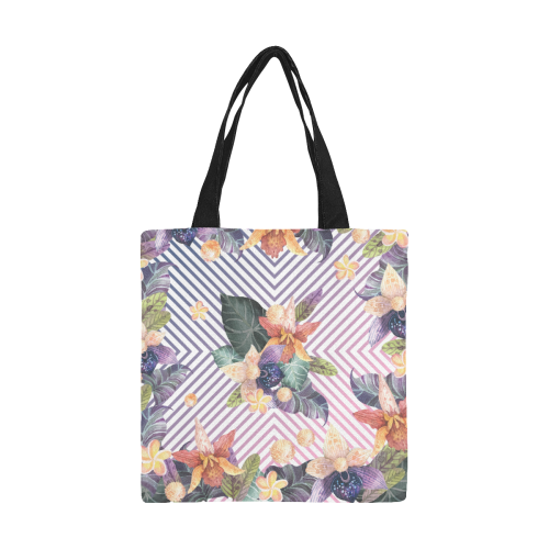 Floral Vintage Watercolor White All Over Print Canvas Tote Bag/Small (Model 1697)