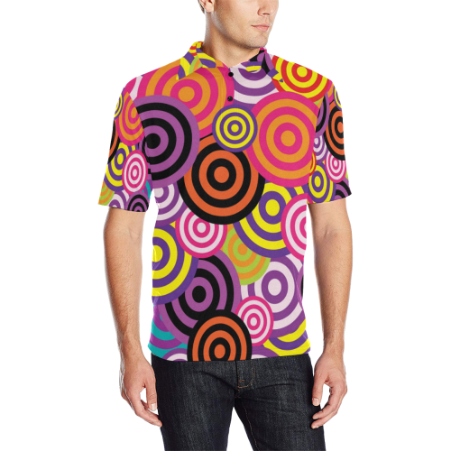 Retro Pop Art Men's All Over Print Polo Shirt (Model T55)