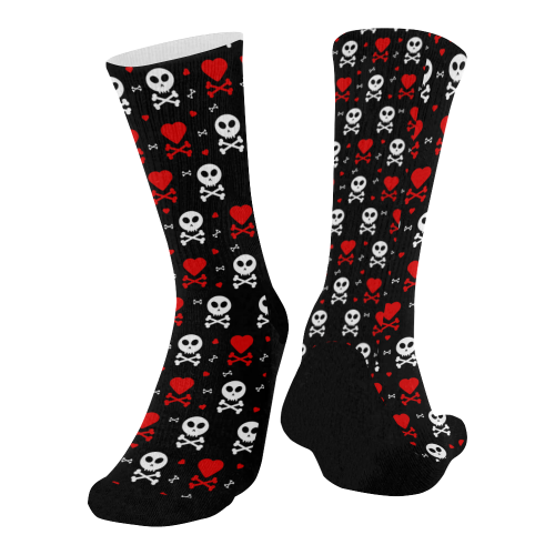 Skull Hearts Mid-Calf Socks (Black Sole)
