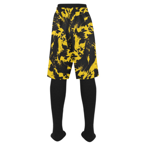 Black and Yellow Paint Splatter Men's Swim Trunk (Model L21)