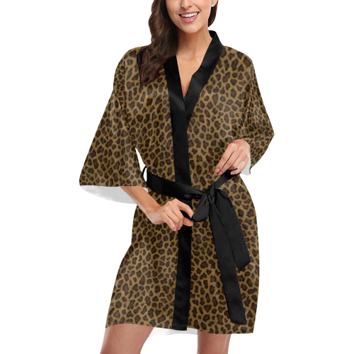 Authentic Safari Ruby Leopard Skin Silk Kimono Robe