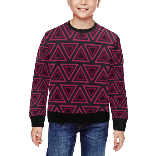 Tribal Ethnic Triangles All Over Print Crewneck Sweatshirt for Kids (Model H29)