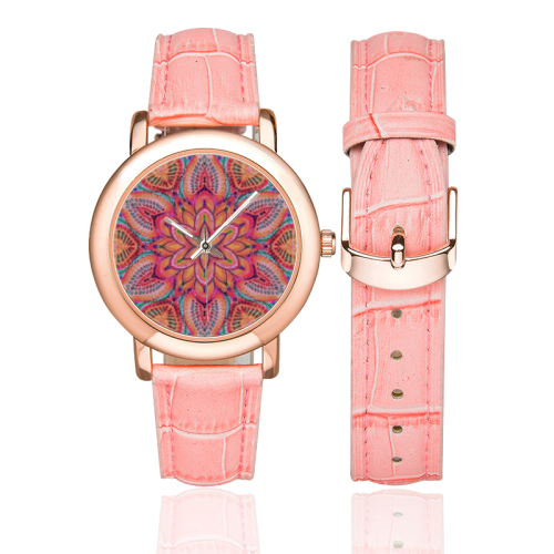 50-3 Women's Rose Gold Leather Strap Watch(Model 201)