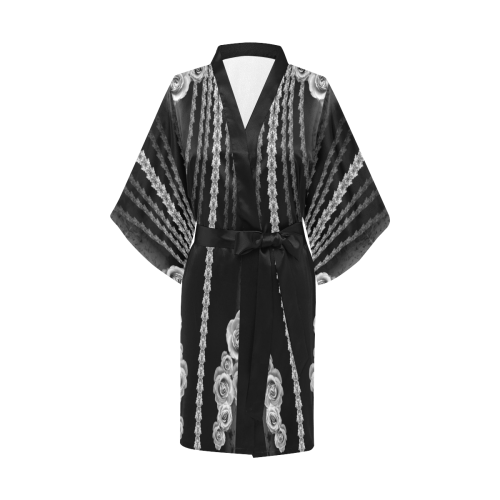 rose 3 gray Kimono Robe