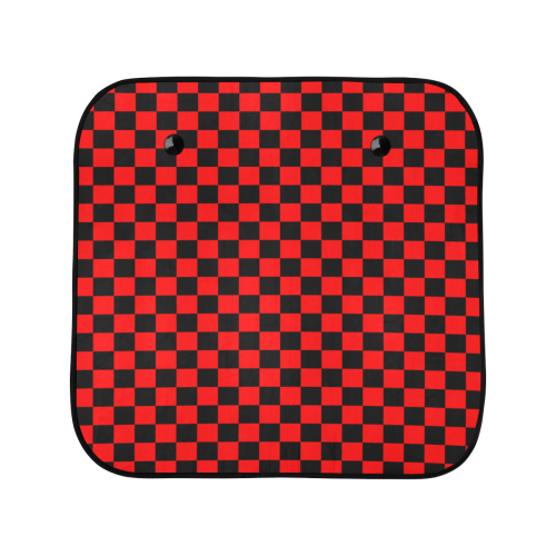 Checkerboard Black and Red Car Sun Shade 28"x28"x2pcs