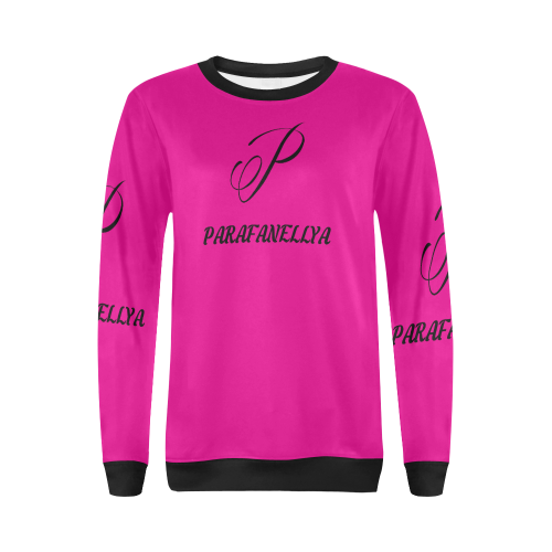 Women's Pink & Black Sweatshirt All Over Print Crewneck Sweatshirt for Women (Model H18)