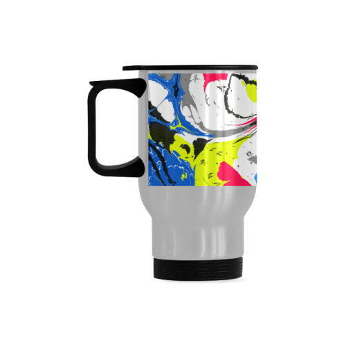 Colorful distorted shapes2 Travel Mug (Silver) (14 Oz)