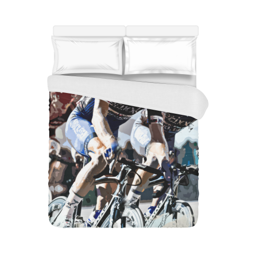Bike Cyclists Battling for Position in Race Duvet Cover 86"x70" ( All-over-print)