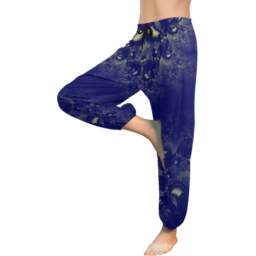 Royal Blue Frost Fractal Abstract Women's All Over Print Harem Pants (Model L18)