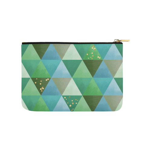 Triangle Pattern - Green Teal Khaki Moss Carry-All Pouch 9.5''x6''
