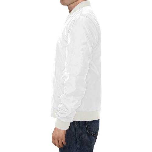 876 Floral White All Over Print Bomber Jacket for Men/Large Size (Model H19)