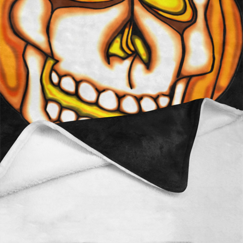 Pumpkin Skull Black Ultra-Soft Micro Fleece Blanket 50"x60"