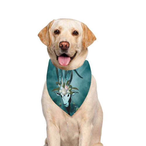 The billy goat with feathers and flowers Pet Dog Bandana/Large Size