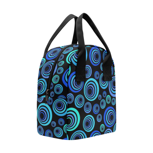 Retro Psychedelic Pretty Blue Pattern Zipper Lunch Bag (Model 1689)