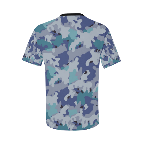 CAMOUFLAGE-BLUE Men's All Over Print T-Shirt with Chest Pocket (Model T56)