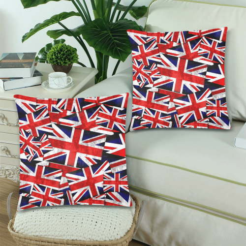 Union Jack British UK Flag Custom Zippered Pillow Cases 18"x 18" (Twin Sides) (Set of 2)