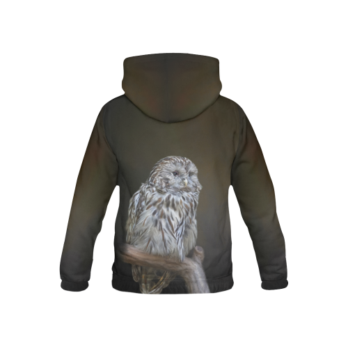 A lovely cute painted owl with a brown background All Over Print Hoodie for Kid (USA Size) (Model H13)