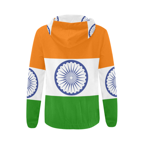 INDIA FLAG All Over Print Full Zip Hoodie for Women (Model H14)
