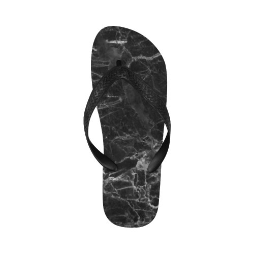 Marble Black Pattern Flip Flops for Men/Women (Model 040)
