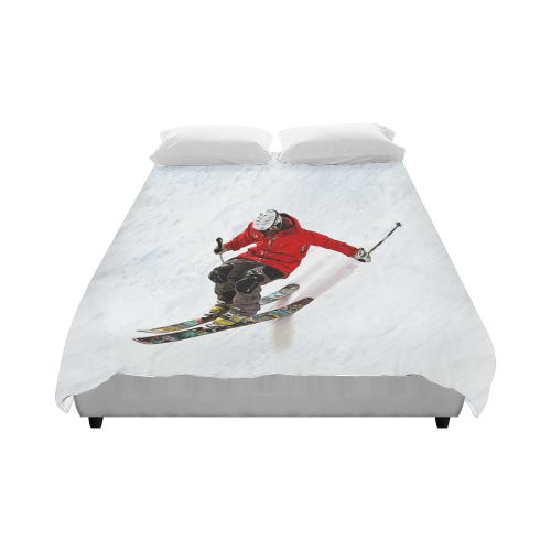 Daring Skier Flying Down a Steep Slope Duvet Cover 86"x70" ( All-over-print)