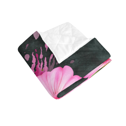 Pink flower, color splash, floral eruption Quilt 40"x50"