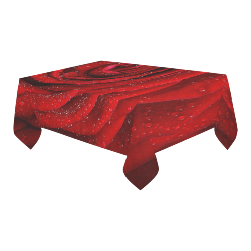 Red rosa Cotton Linen Tablecloth 60" x 90"