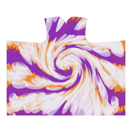 Purple Orange Tie Dye Swirl Abstract Hooded Blanket 60''x50''
