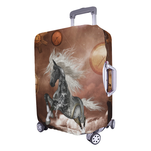 Amazing steampunk horse, silver Luggage Cover/Large 26"-28"