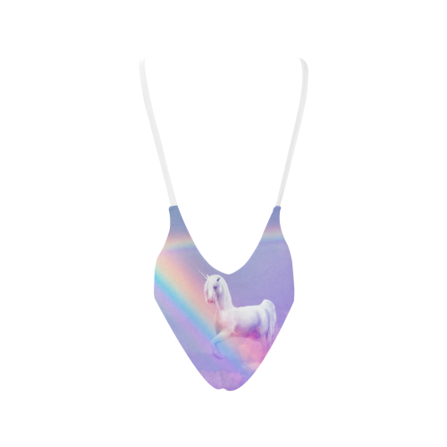 Unicorn and Rainbow Sexy Low Back One-Piece Swimsuit (Model S09)