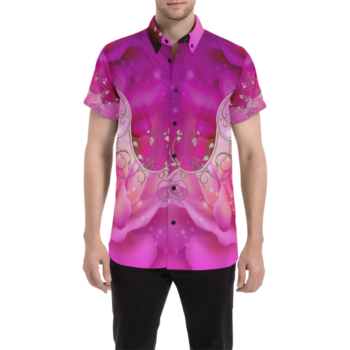 Wonderful floral design Men's All Over Print Short Sleeve Shirt/Large Size (Model T53)
