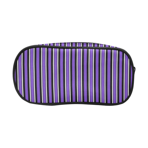 Stripes Black, Purple and White Pencil Pouch/Large (Model 1680)