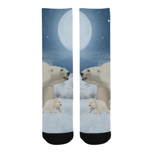 Polar bear mum with polar bear cub Trouser Socks (For Men)