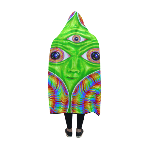 Portrait of an Alien Looking at Sound Hooded Blanket 60''x50''