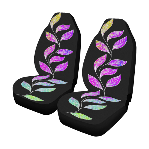 BORDER LEAVES TENDRIL Watercolor Colored White Car Seat Covers (Set of 2)