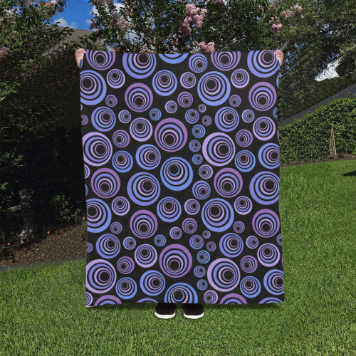 Retro Psychedelic Ultraviolet Blue Pattern Quilt 40"x50"