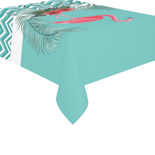 Retro Flamingo Chevron Cotton Linen Tablecloth 60"x 84"