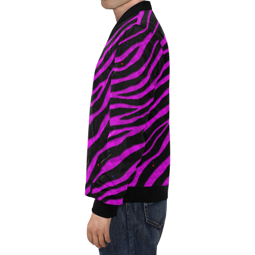 Ripped SpaceTime Stripes - Pink All Over Print Bomber Jacket for Men (Model H19)
