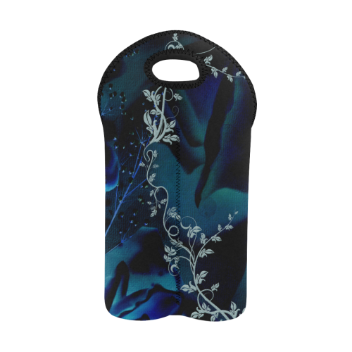 Floral design, blue colors 2-Bottle Neoprene Wine Bag