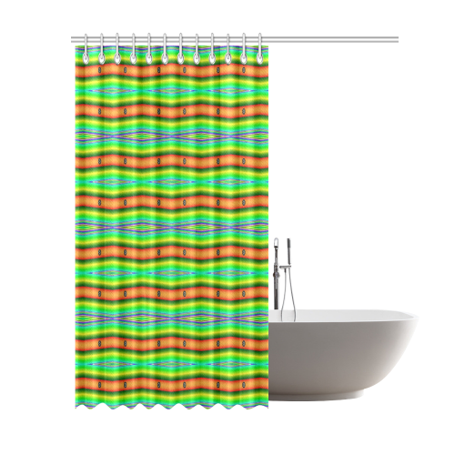 Bright Green Orange Stripes Pattern Abstract Shower Curtain 69"x84"