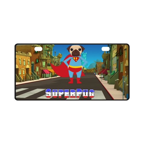 SuperPug In The City License Plate