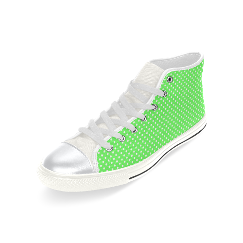 Eucalyptus green polka dots High Top Canvas Shoes for Kid (Model 017)