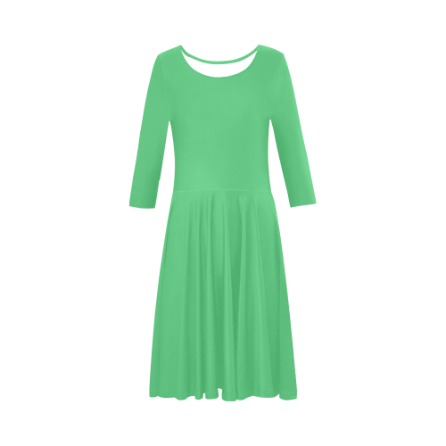 color Paris green Elbow Sleeve Ice Skater Dress (D20)