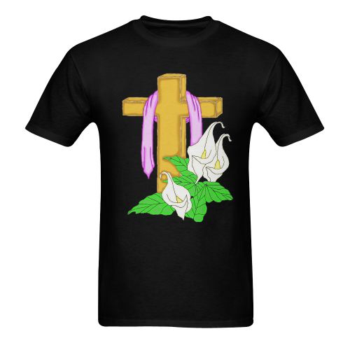 Easter Cross Black Men's T-shirt in USA Size (Front Printing Only) (Model T02)