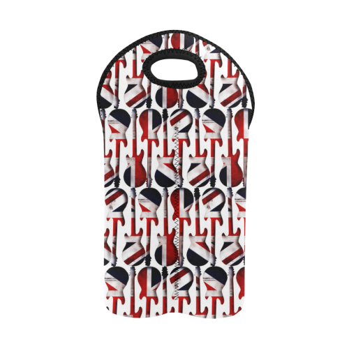 Union Jack British UK Flag Guitars 2-Bottle Neoprene Wine Bag