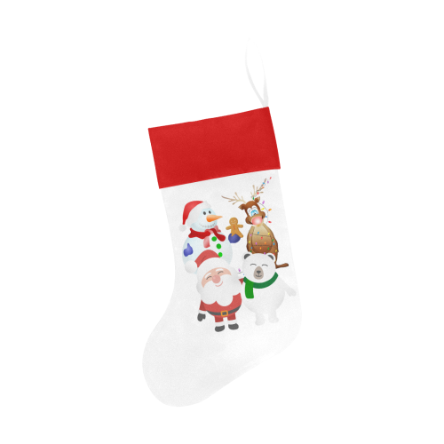 Christmas Gingerbread, Snowman, Santa Claus Red Top Christmas Stocking