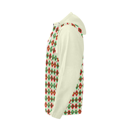 Christmas Argyle Pattern (Vest Style) All Over Print Full Zip Hoodie for Men (Model H14)