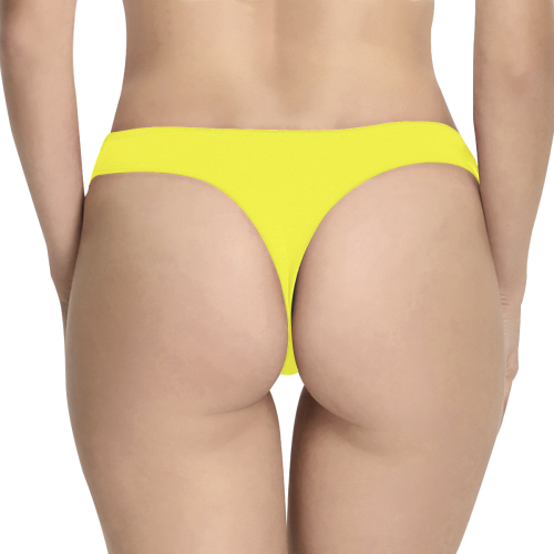 color maximum yellow Women's All Over Print Thongs (Model L30)