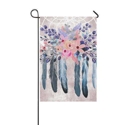 pink dreamcatcher floral Garden Flag 12‘’x18‘’（Without Flagpole）
